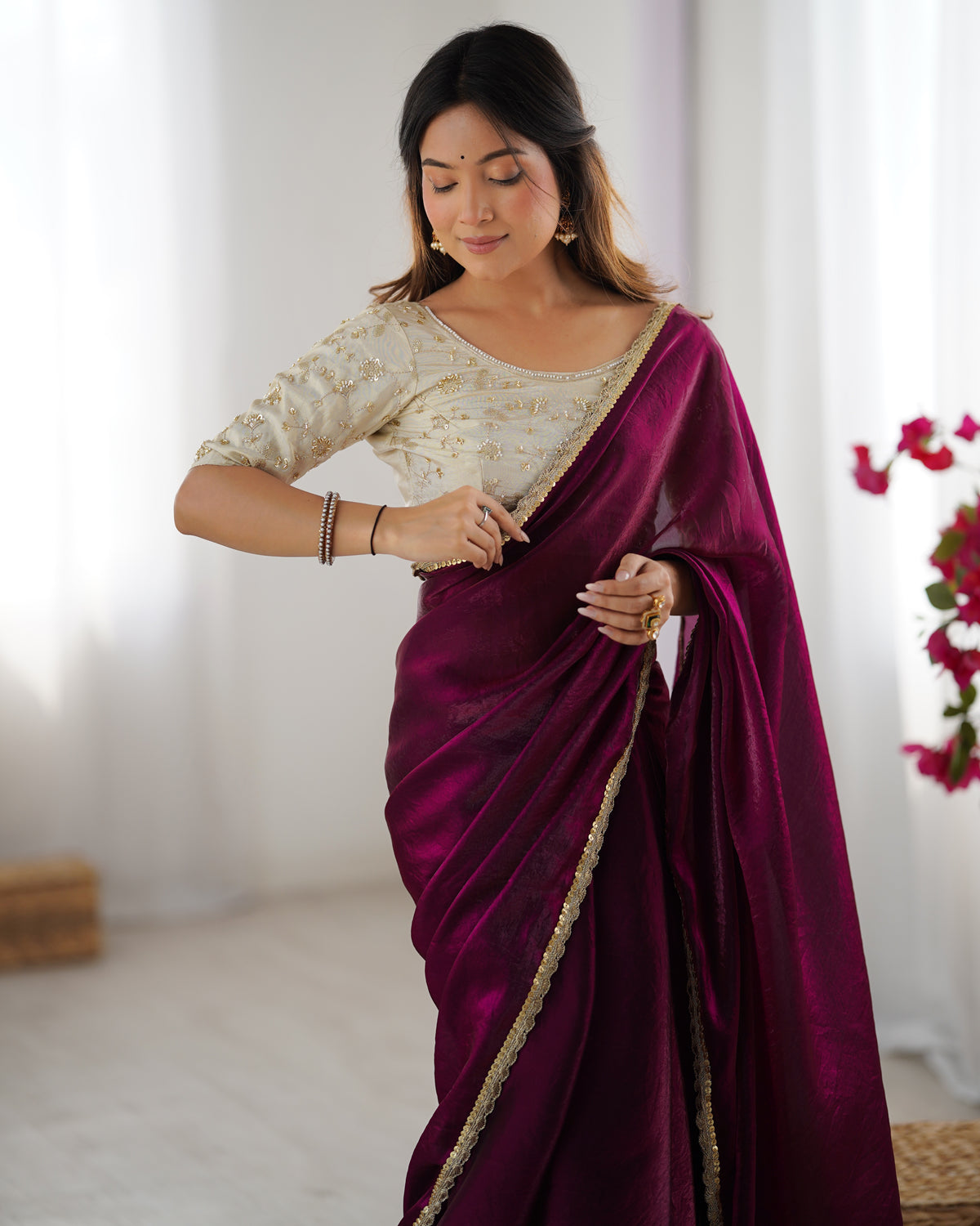 Urban Pallu Solid Tissue Festive Saree