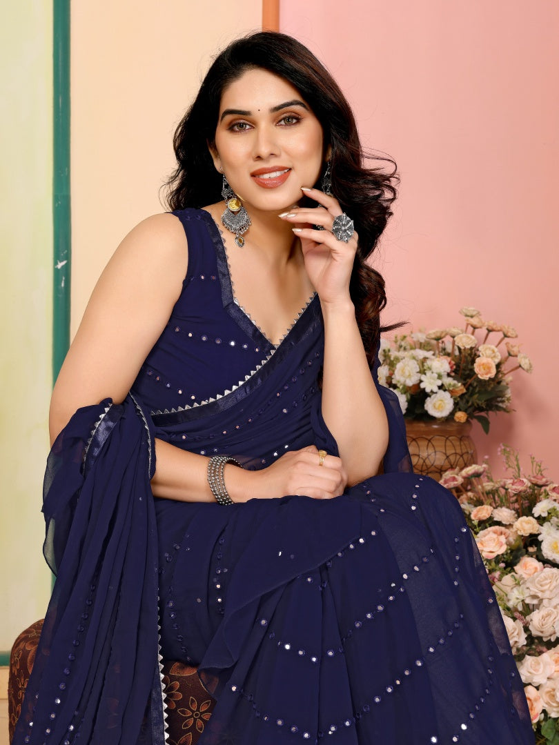 Urban Pallu Embellished Sequinned Pure Chiffon Saree