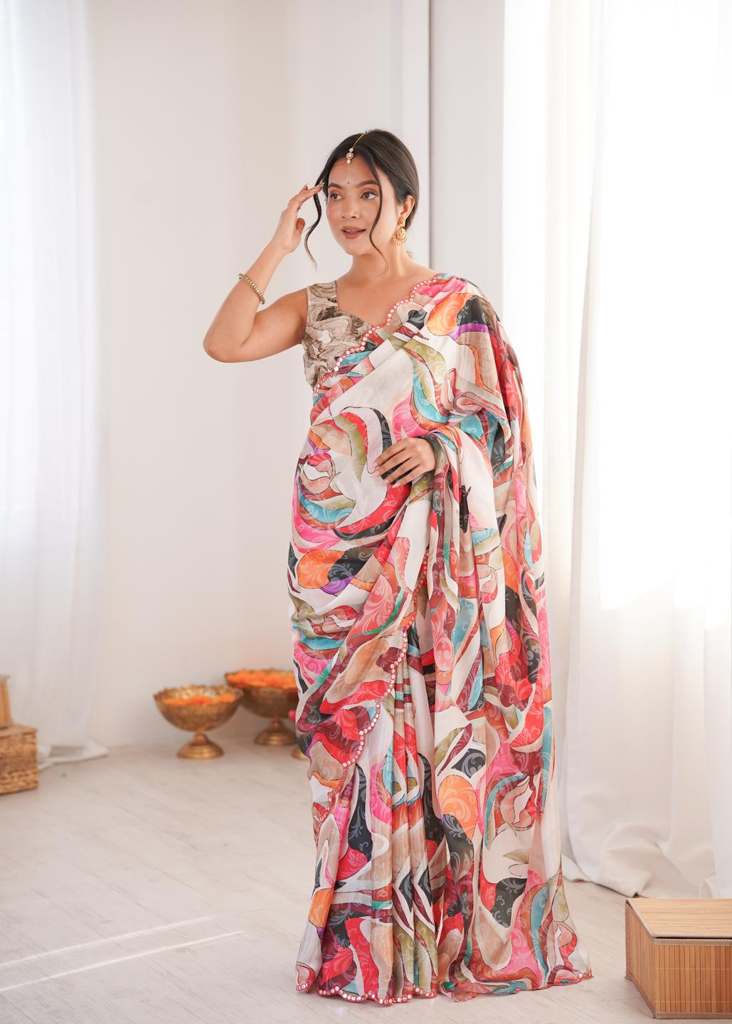Urban Pallu Silk Blend Designer Saree