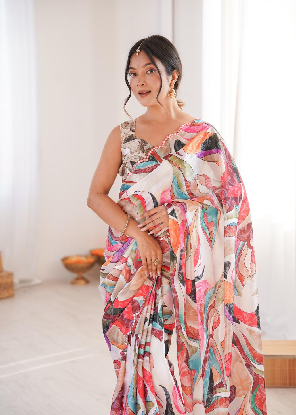 Urban Pallu Silk Blend Designer Saree