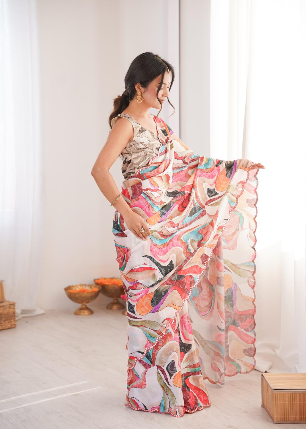Urban Pallu Silk Blend Designer Saree