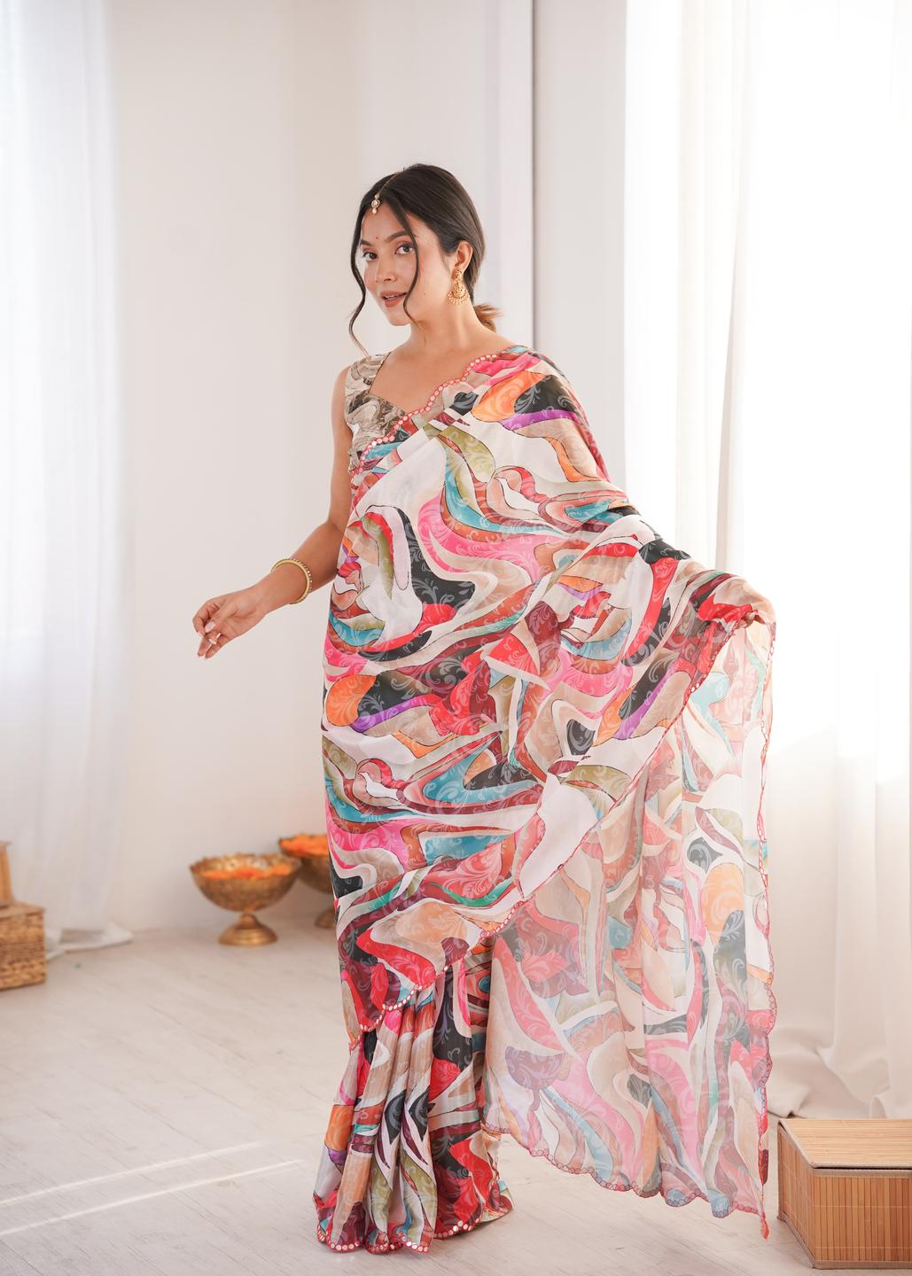 Urban Pallu Silk Blend Designer Saree