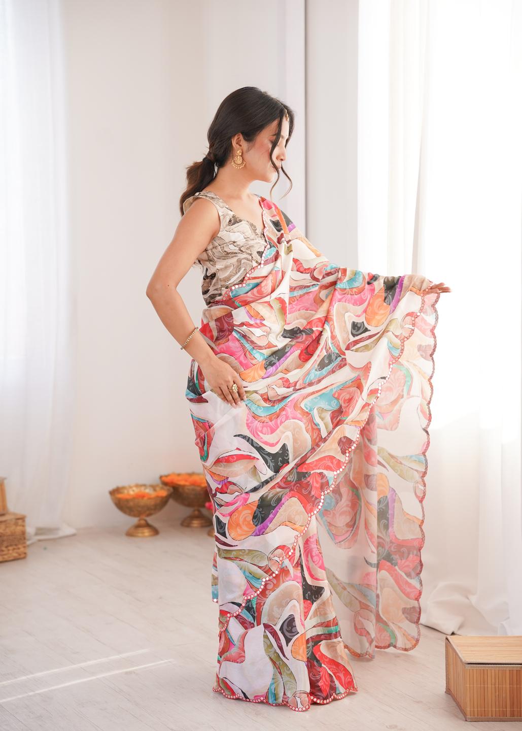 Urban Pallu Silk Blend Designer Saree