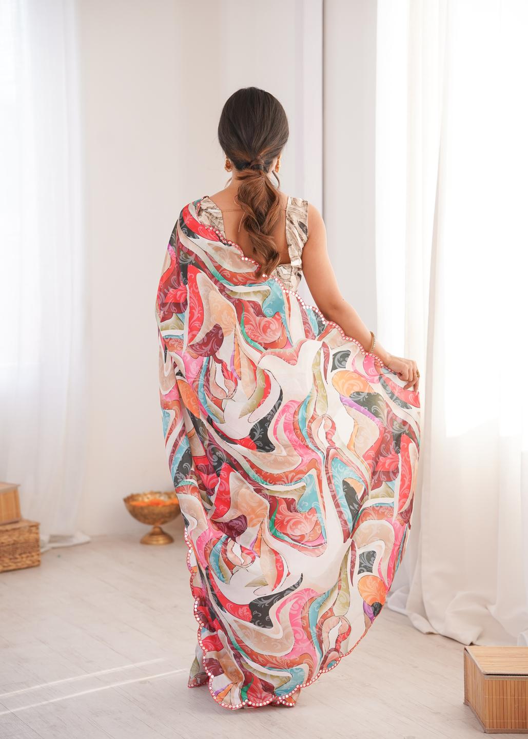 Urban Pallu Silk Blend Designer Saree