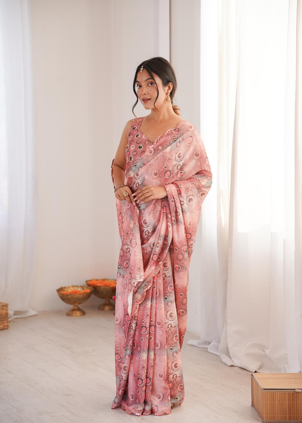 Urban Pallu Sequinned Silk Blend Designer Saree