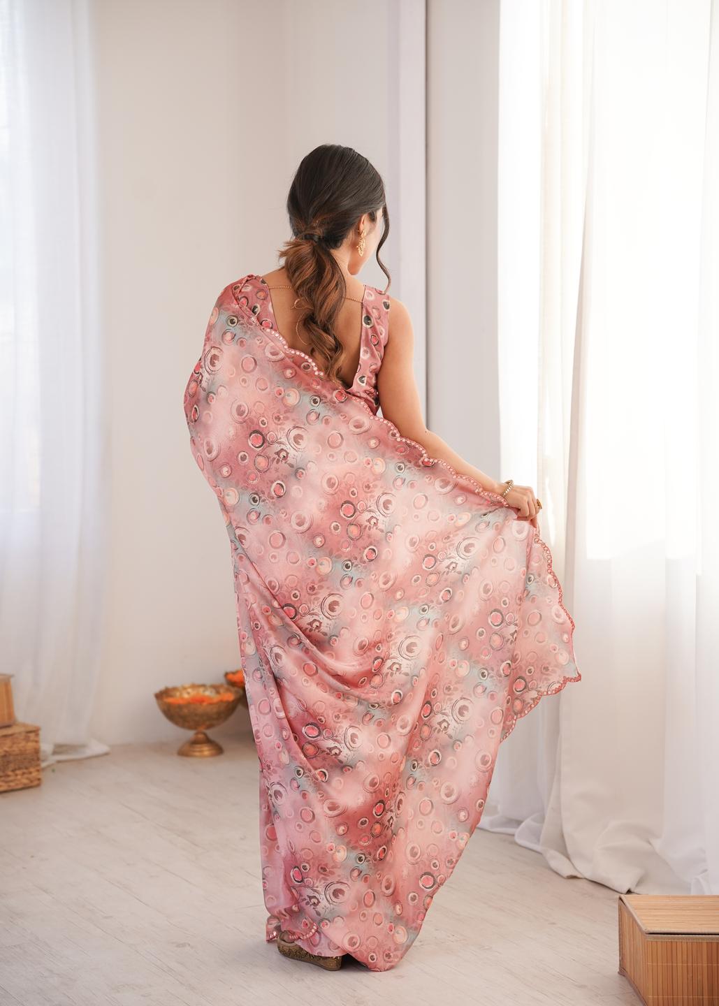 Urban Pallu Sequinned Silk Blend Designer Saree