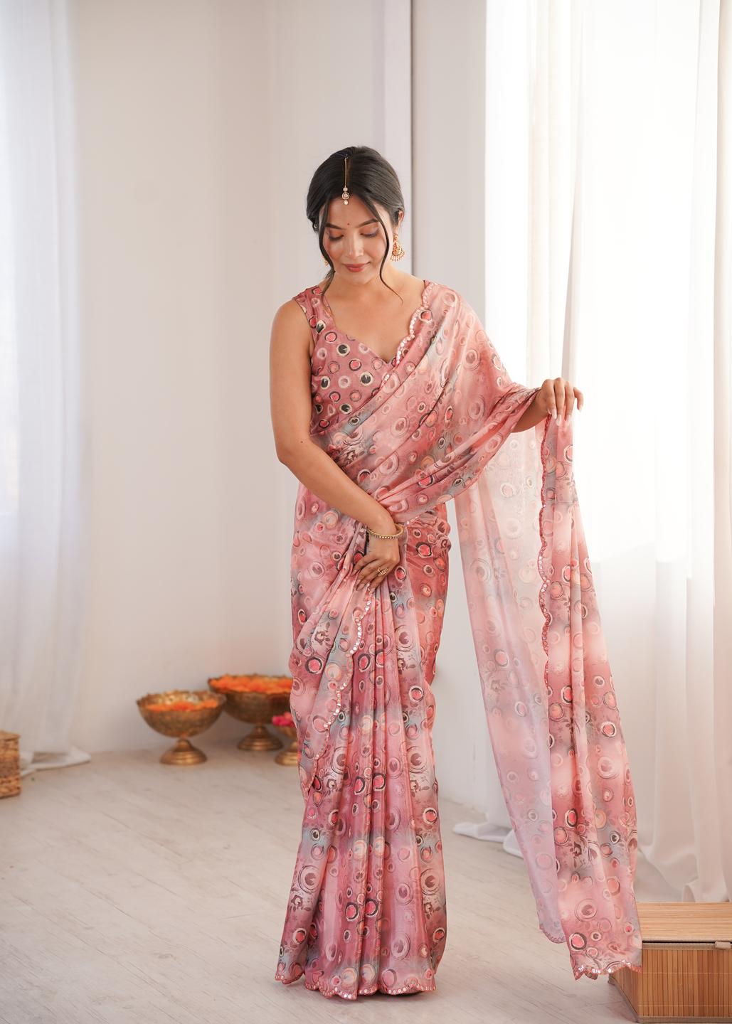 Urban Pallu Sequinned Silk Blend Designer Saree