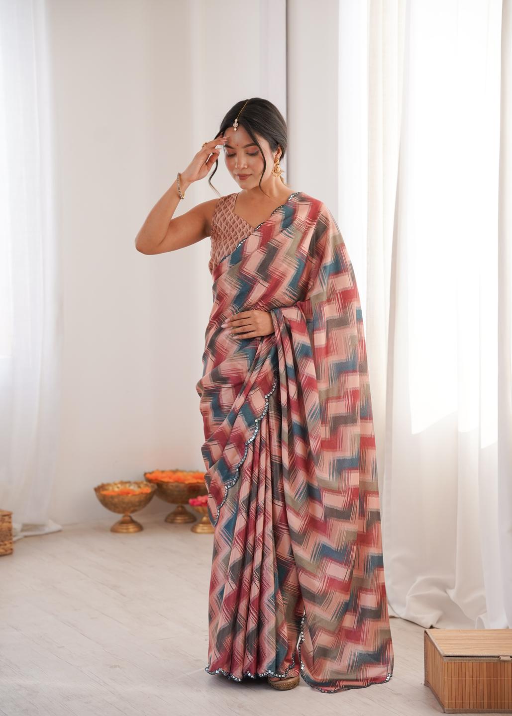 Urban Pallu Sequinned Silk Blend Fusion Saree