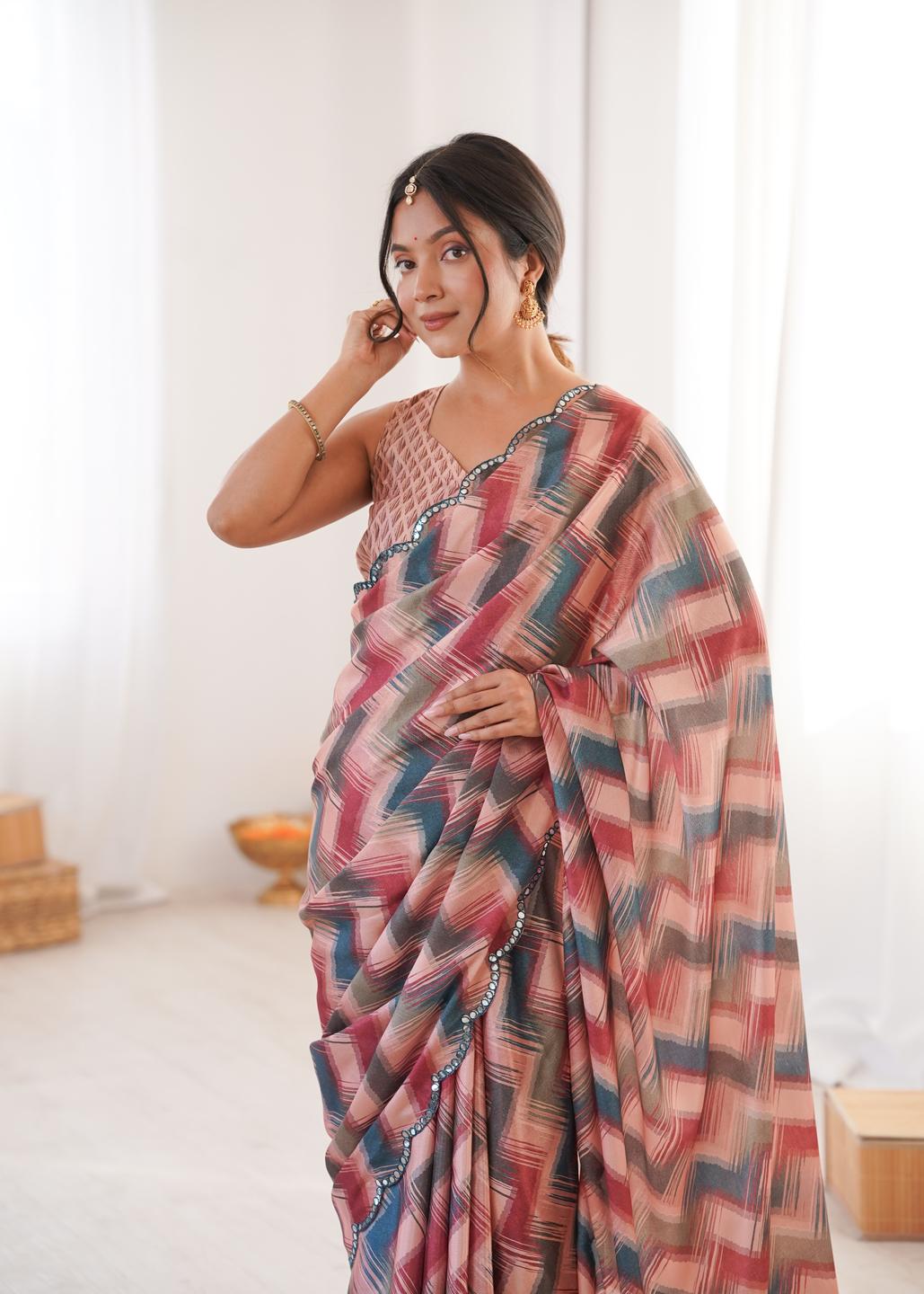 Urban Pallu Sequinned Silk Blend Fusion Saree