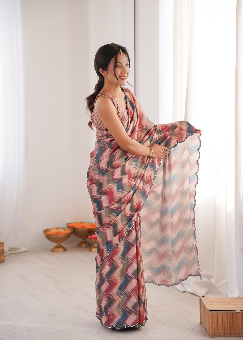 Urban Pallu Sequinned Silk Blend Fusion Saree