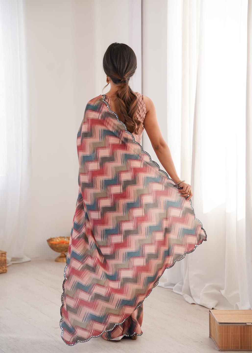 Urban Pallu Sequinned Silk Blend Fusion Saree