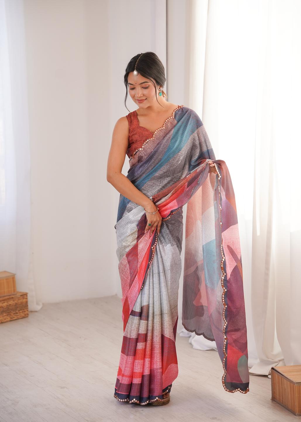 Urban Pallu Sequinned Silk Blend Saree