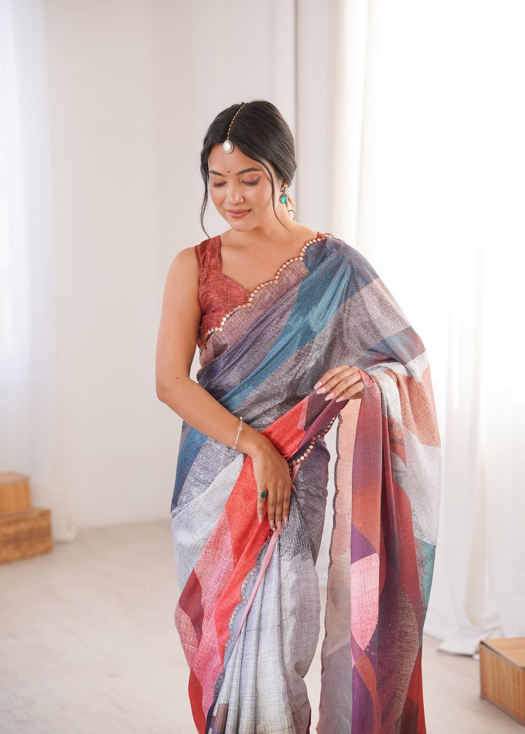 Urban Pallu Sequinned Silk Blend Saree