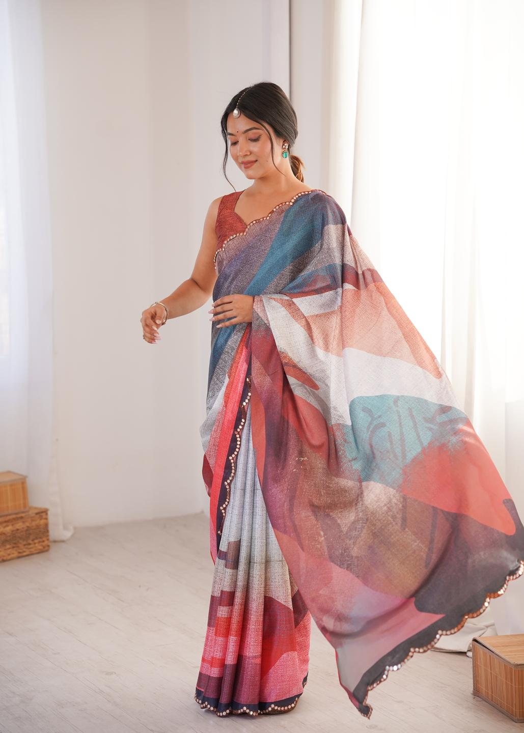 Urban Pallu Sequinned Silk Blend Saree