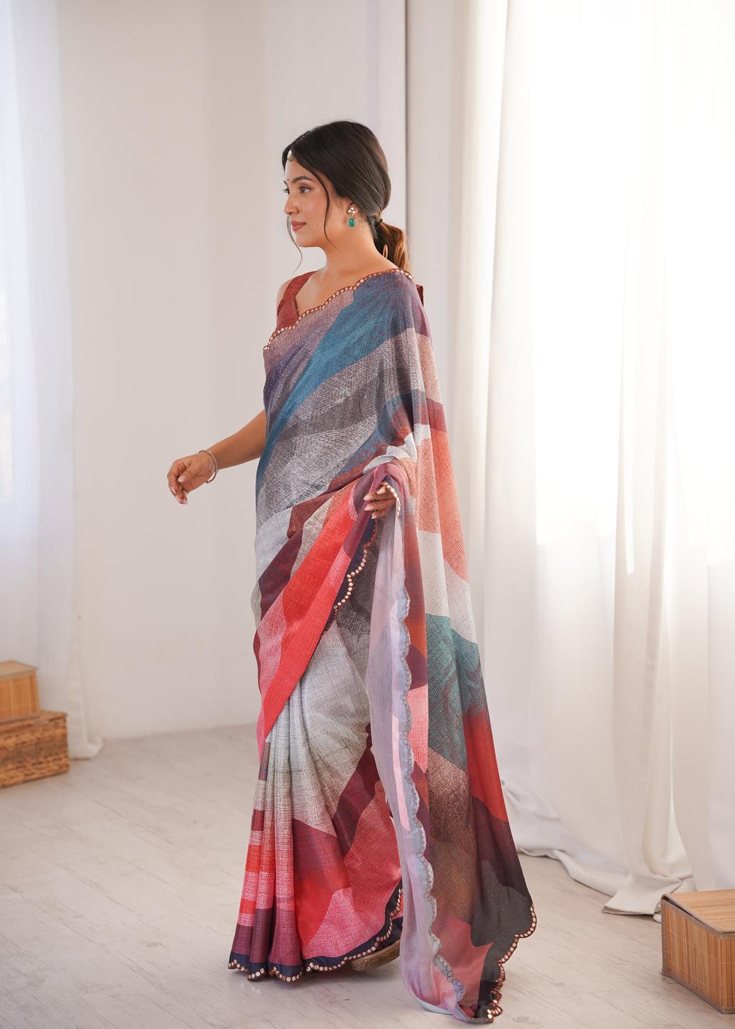 Urban Pallu Sequinned Silk Blend Saree