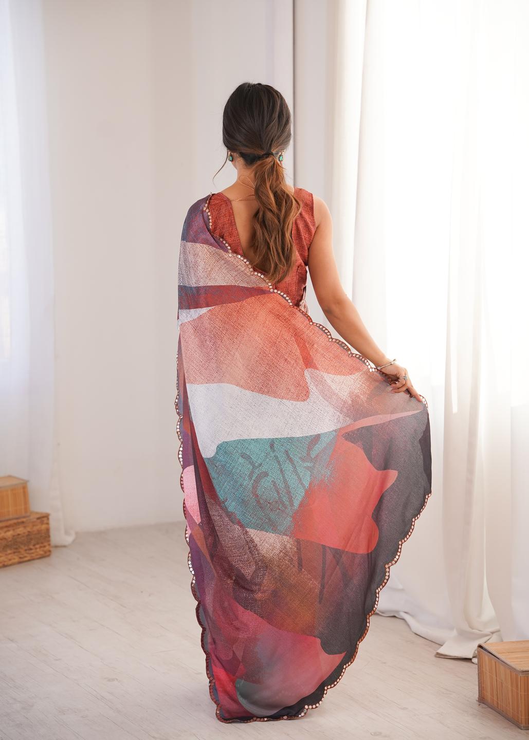 Urban Pallu Sequinned Silk Blend Saree