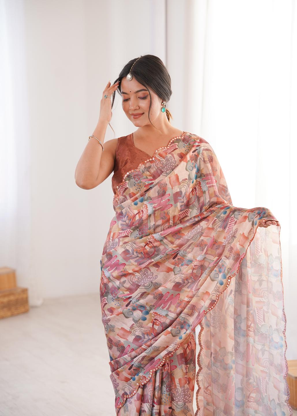 Urban Pallu Sequinned Silk Blend Fusion Saree