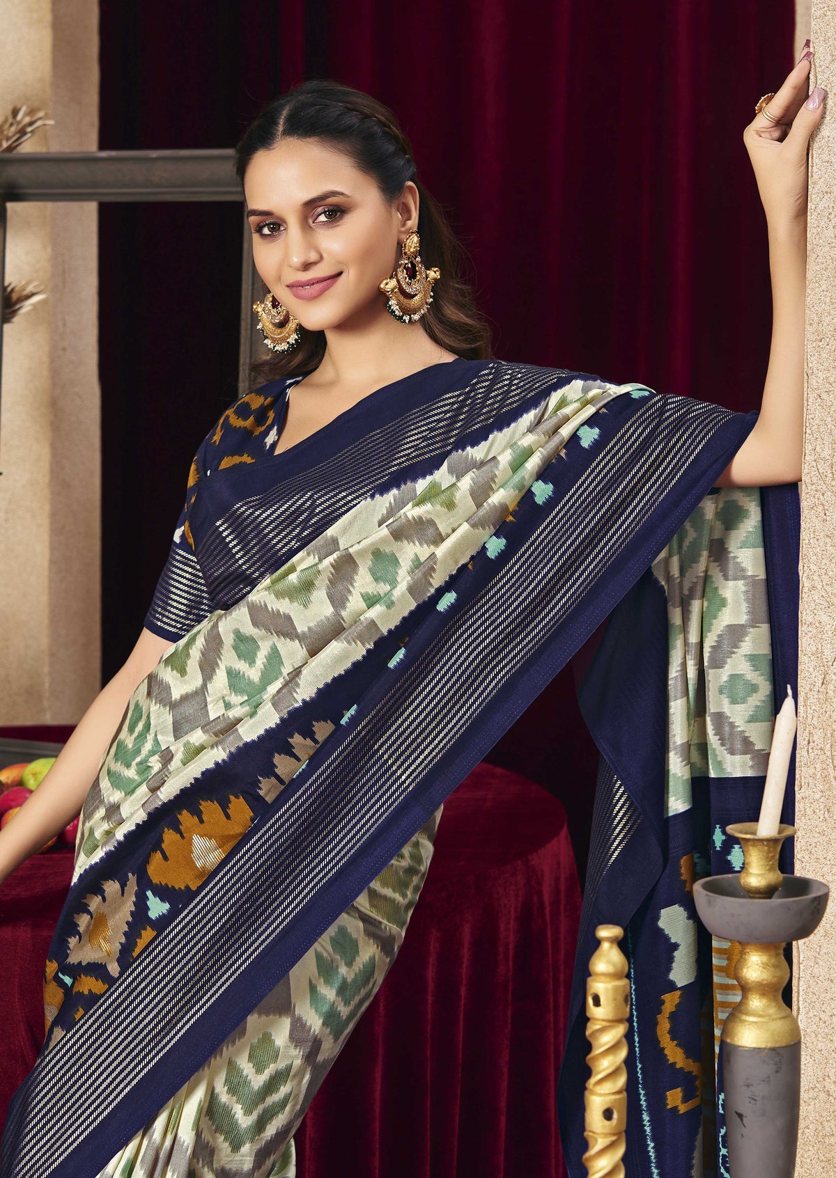 Urban Pallu Printed Silk Blend Daily Saree
