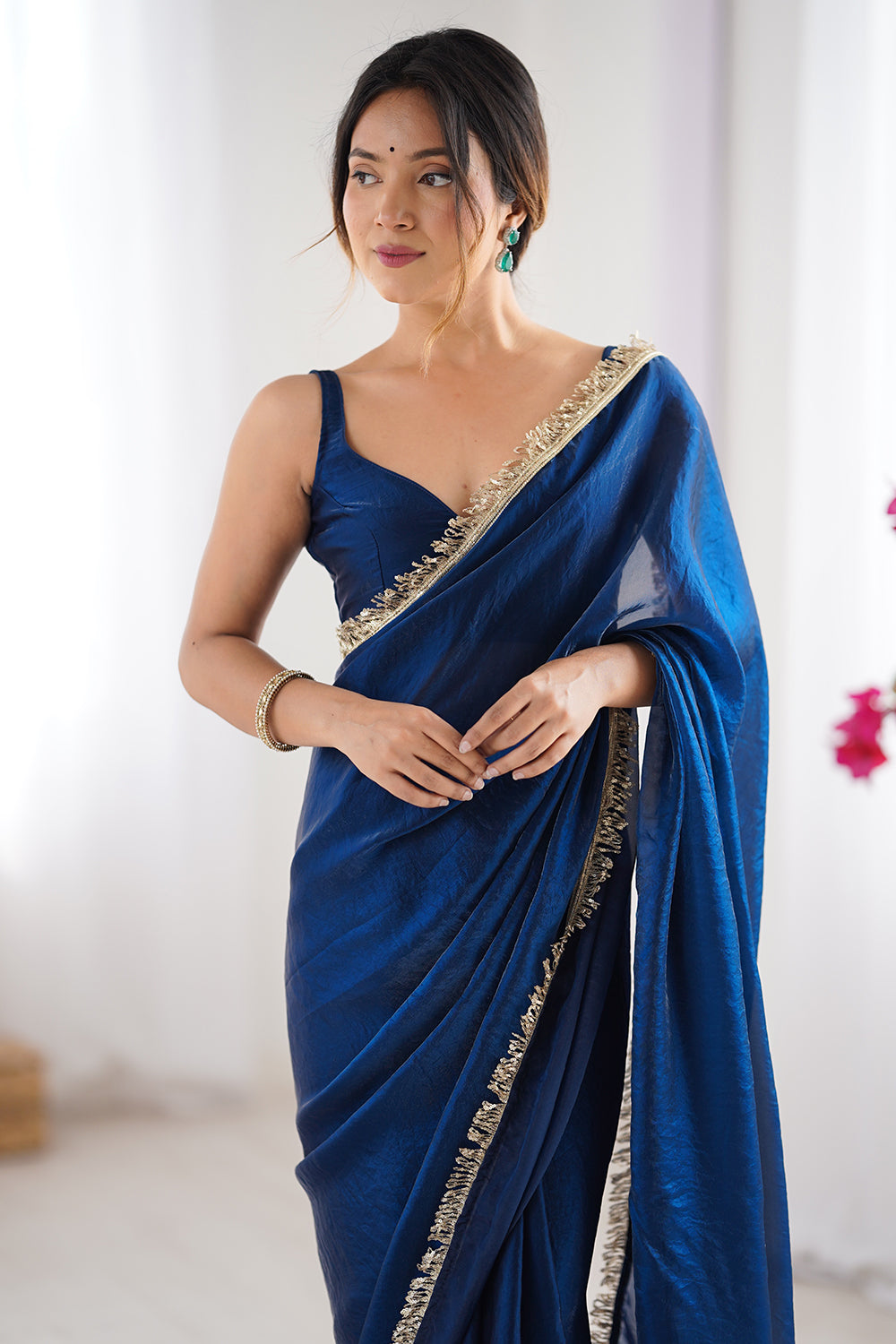 Urban Pallu Solid Poly Georgette Daily Saree