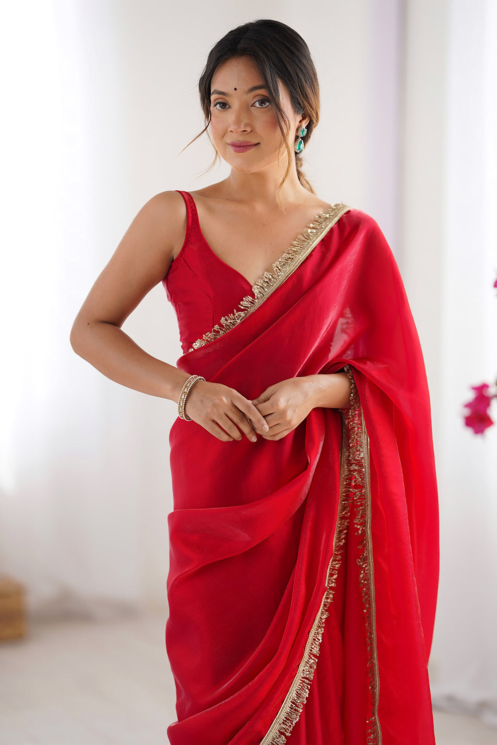 Urban Pallu Solid Poly Georgette Daily Saree