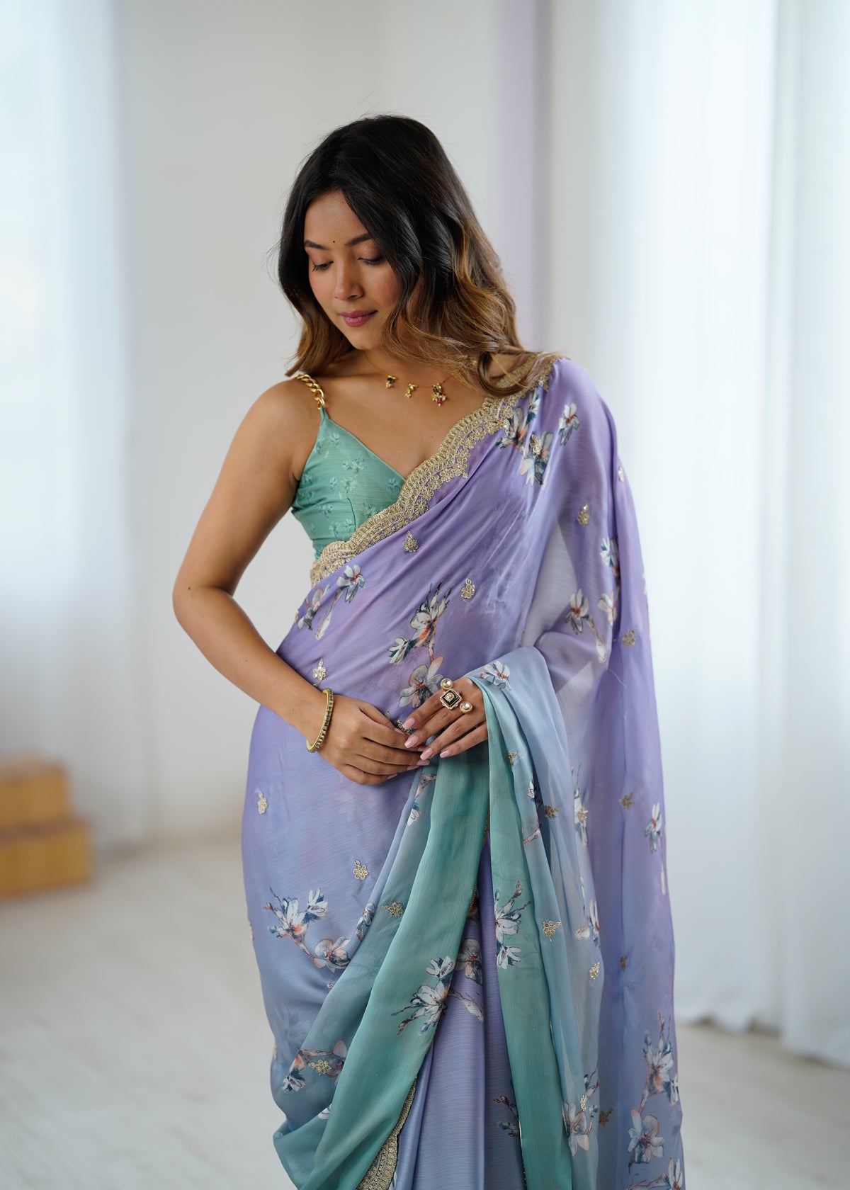 Urban Pallu Printed Poly Chiffon Daily Saree
