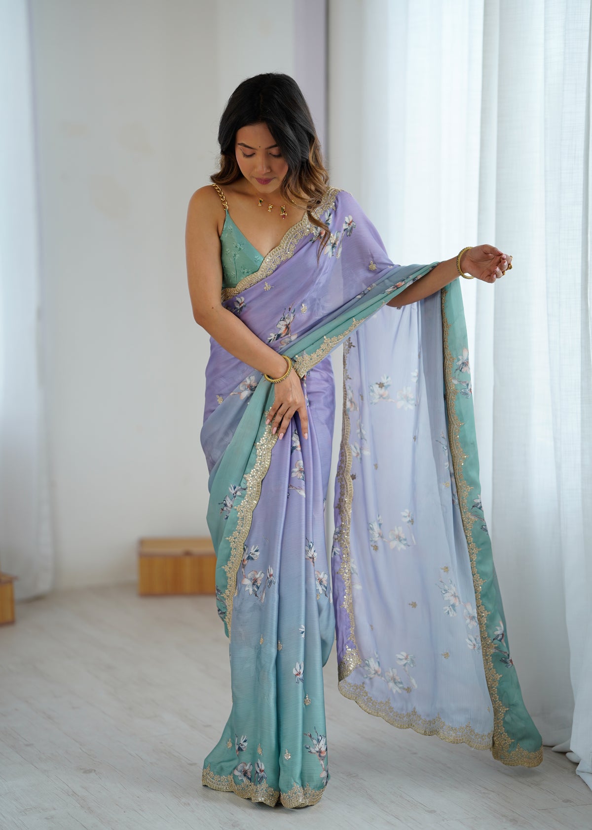 Urban Pallu Printed Poly Chiffon Daily Saree