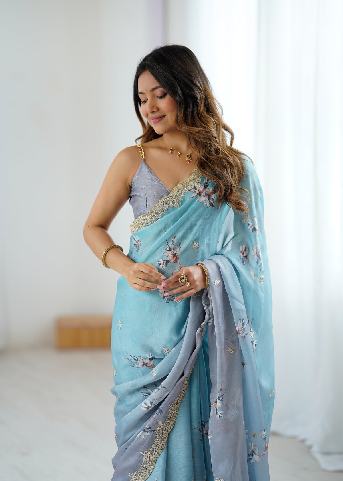 Urban Pallu Printed Poly Chiffon Daily Saree