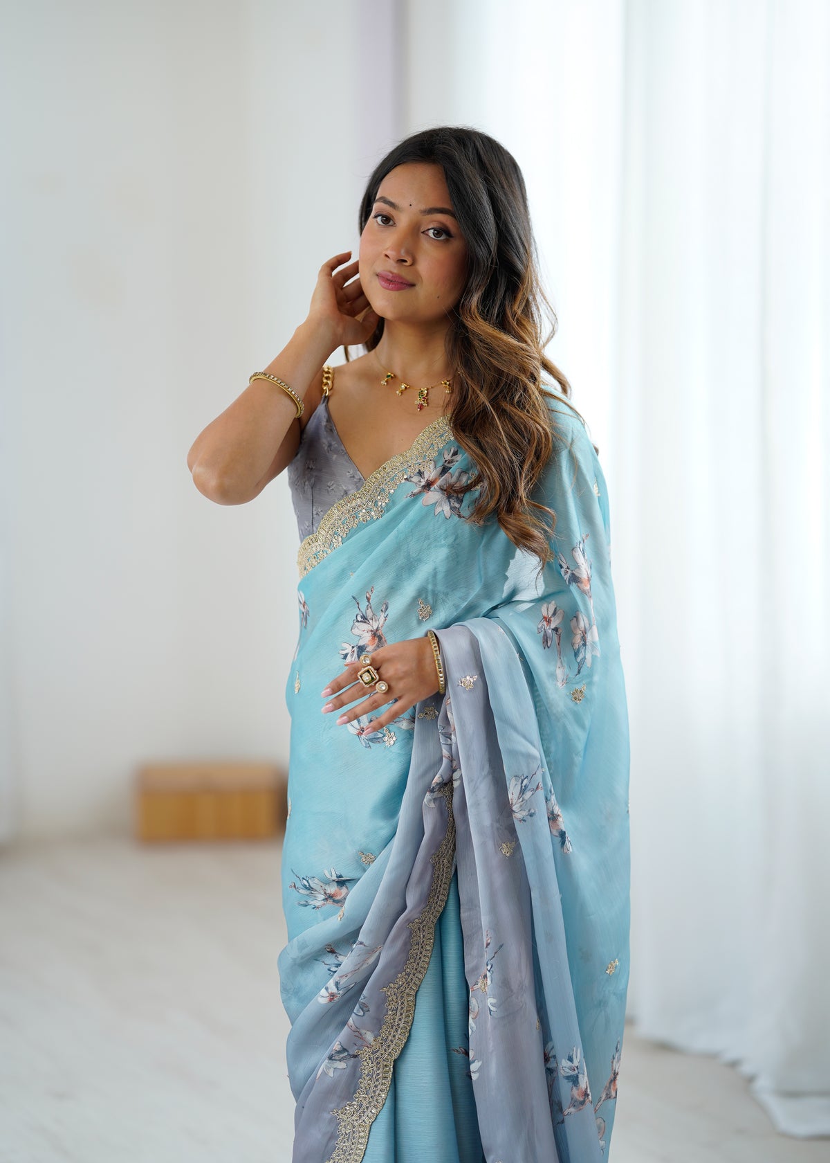 Urban Pallu Printed Poly Chiffon Daily Saree