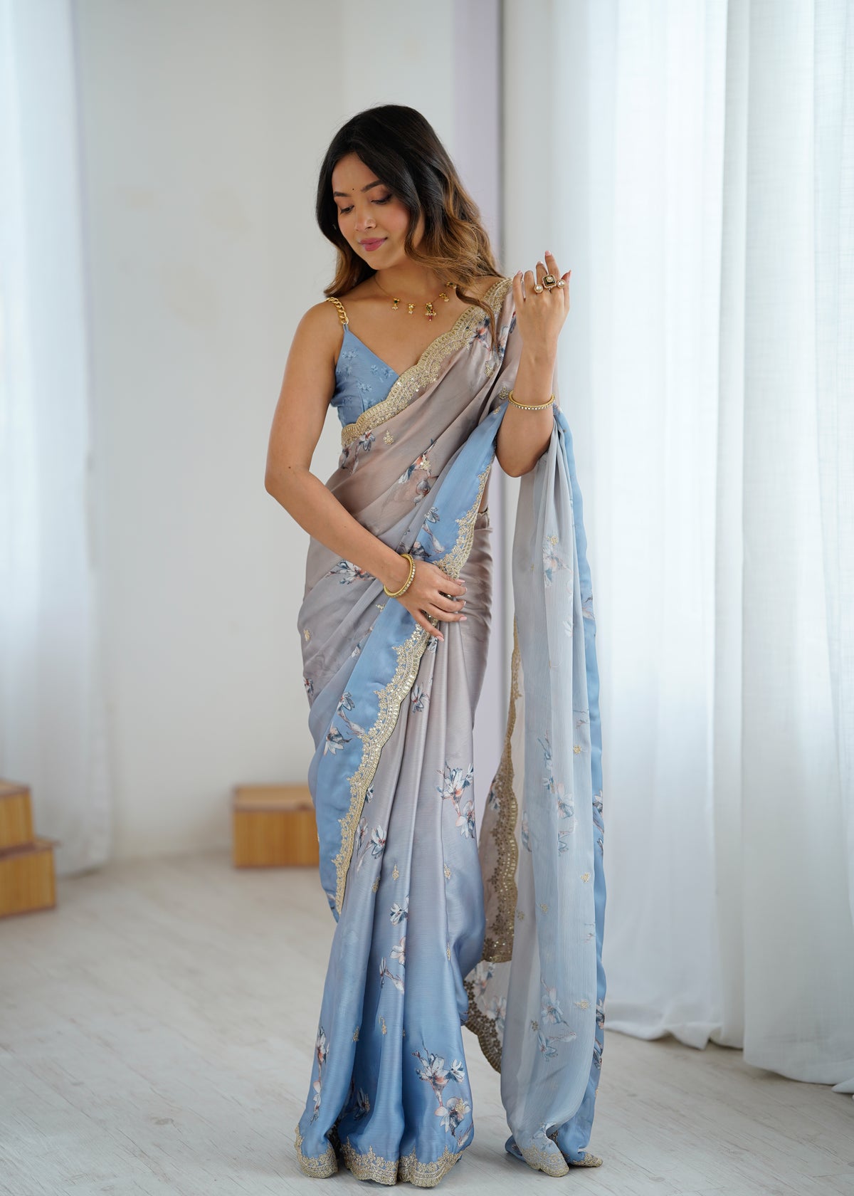 Urban Pallu Printed Poly Chiffon Daily Saree
