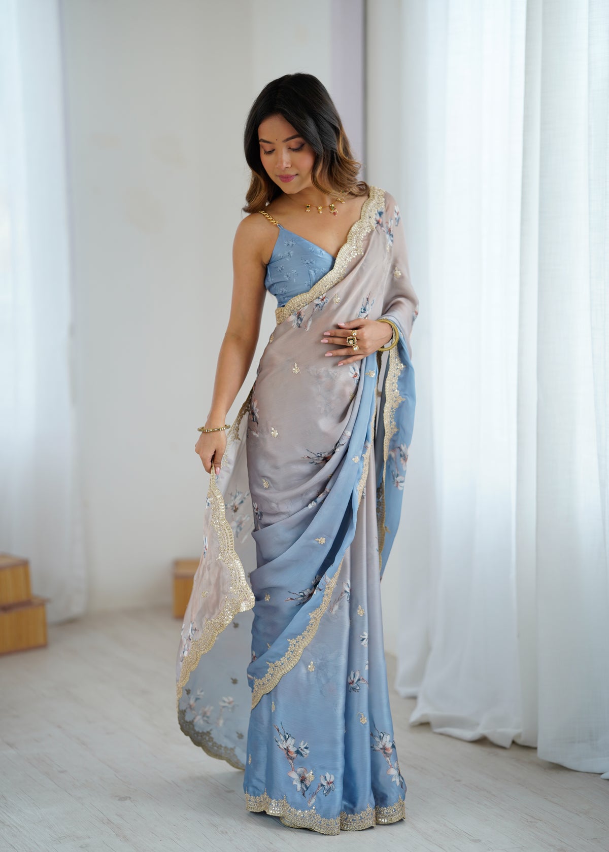 Urban Pallu Printed Poly Chiffon Daily Saree