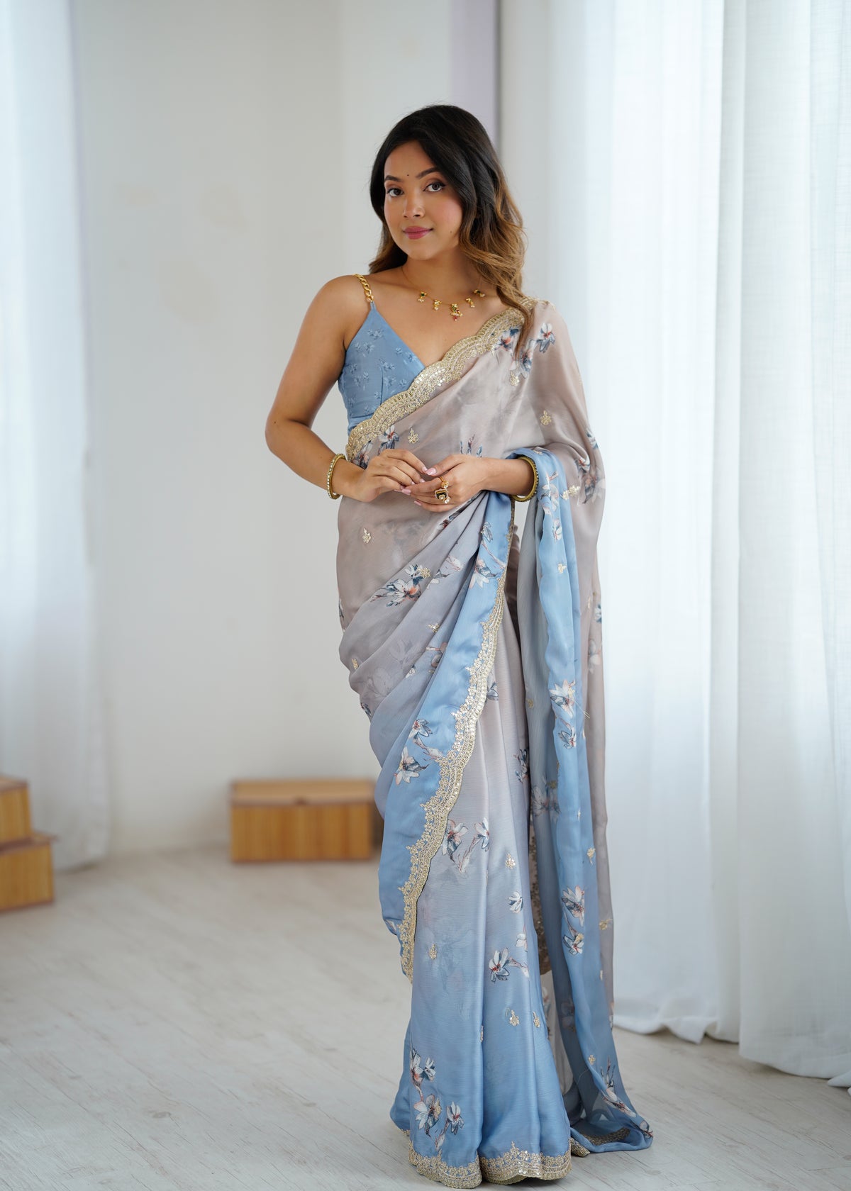 Urban Pallu Printed Poly Chiffon Daily Saree