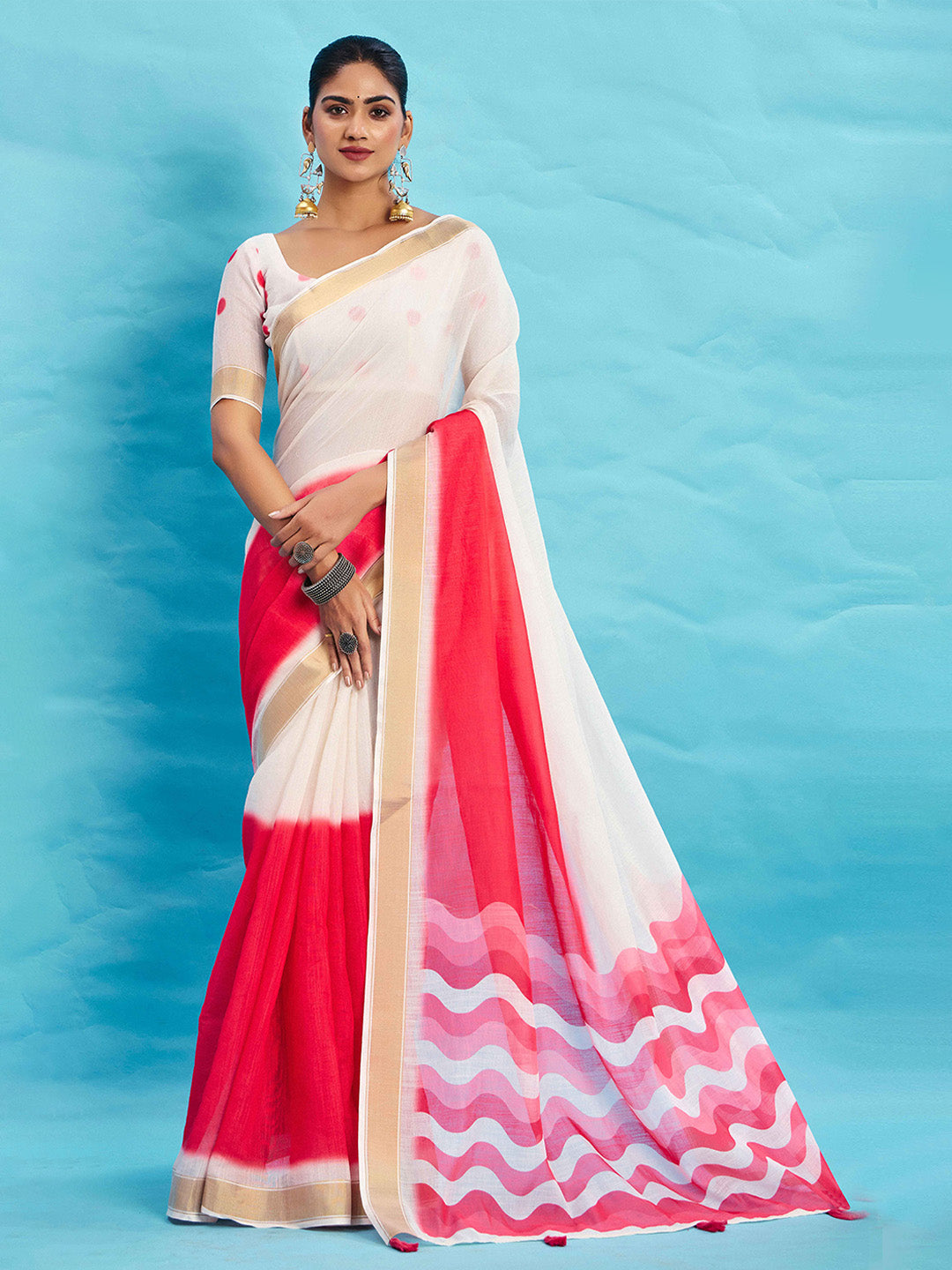 Urban Pallu Ombre Dyed Silk Blend Fusion Saree