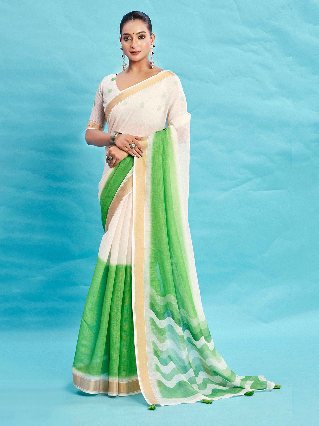 Urban Pallu Ombre Dyed Silk Blend Fusion Saree