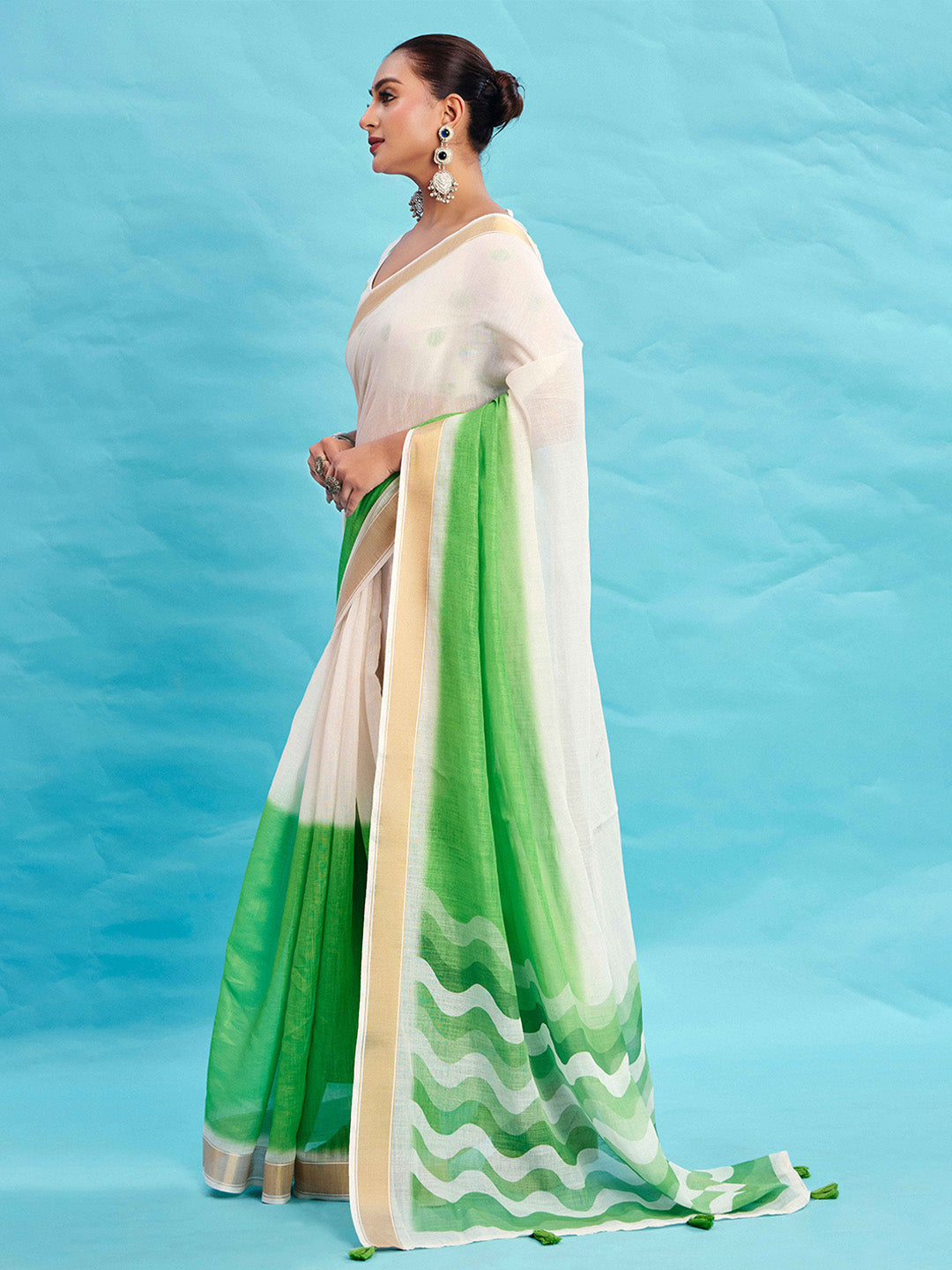 Urban Pallu Ombre Dyed Silk Blend Fusion Saree