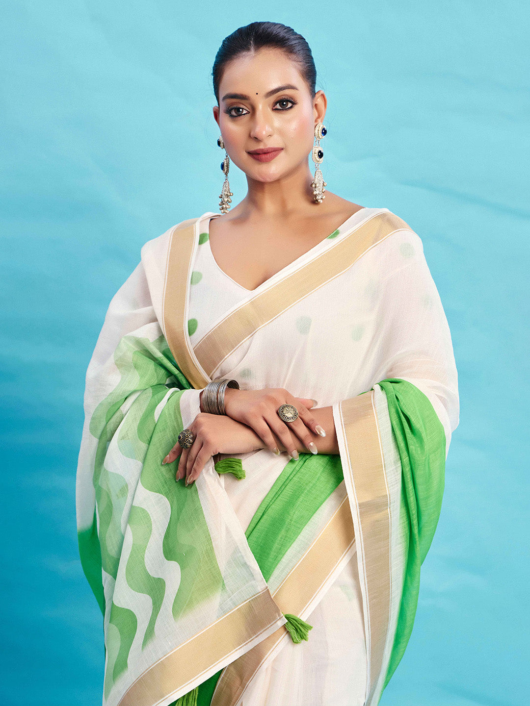 Urban Pallu Ombre Dyed Silk Blend Fusion Saree