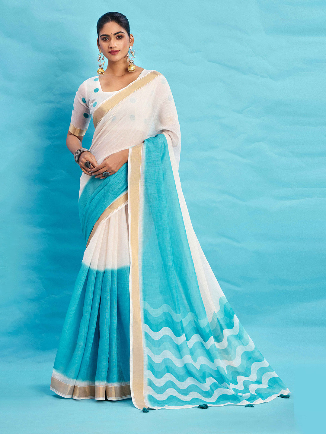 Urban Pallu Ombre Dyed Silk Blend Fusion Saree