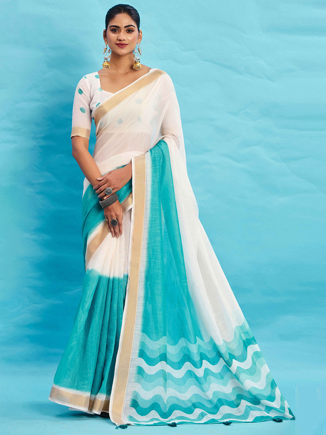 Urban Pallu Ombre Dyed Silk Blend Fusion Saree