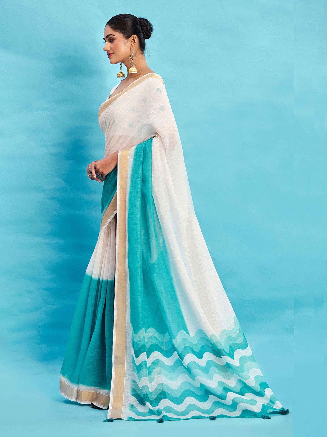 Urban Pallu Ombre Dyed Silk Blend Fusion Saree