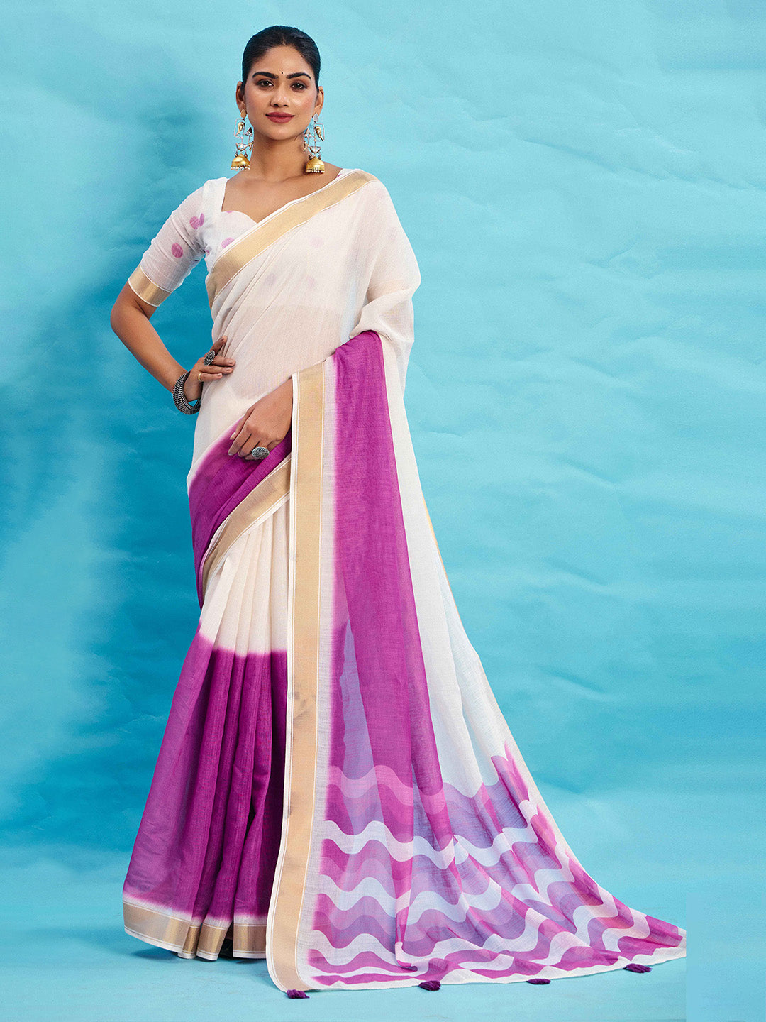 Urban Pallu Ombre Dyed Silk Blend Fusion Saree