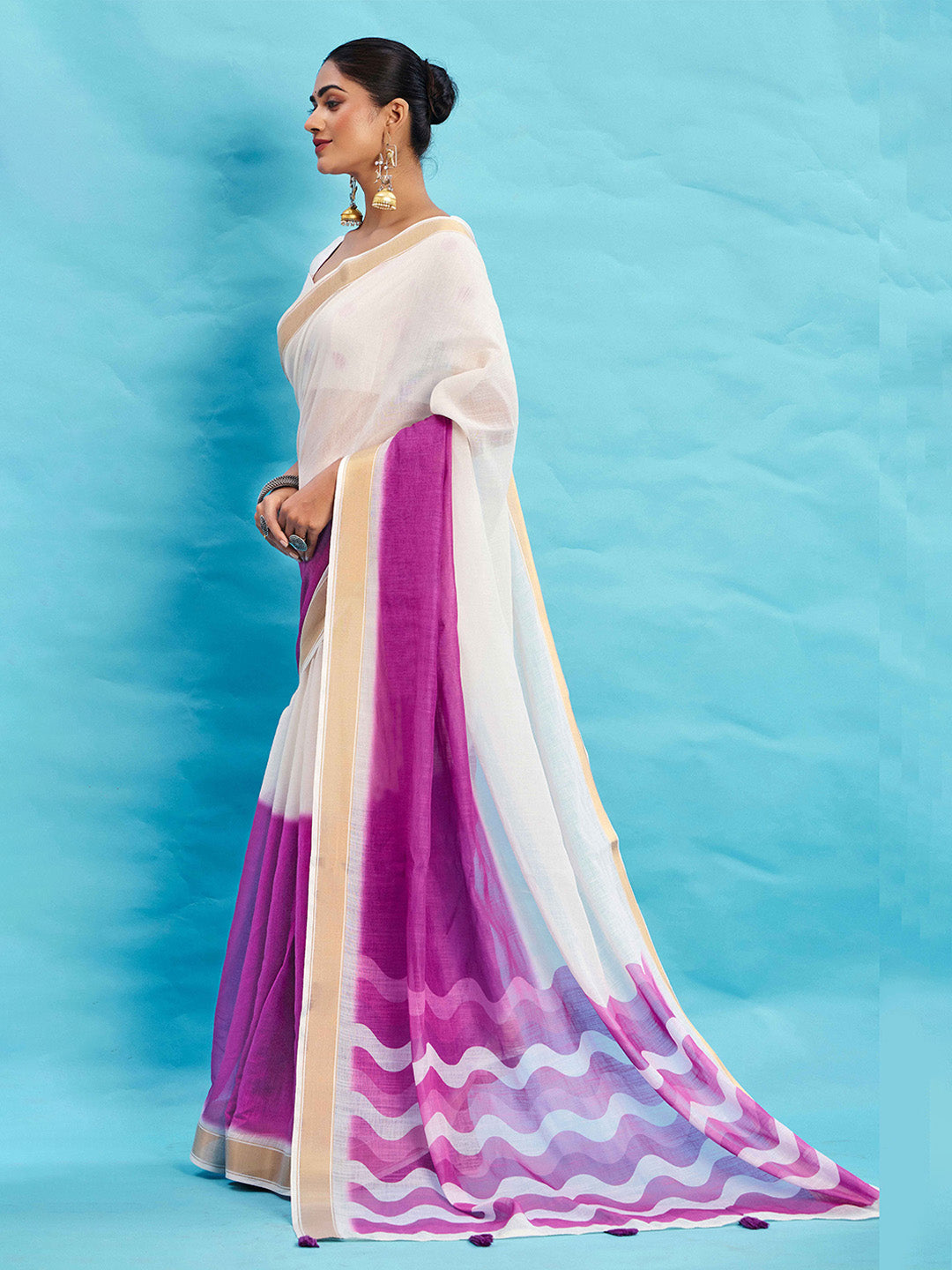 Urban Pallu Ombre Dyed Silk Blend Fusion Saree