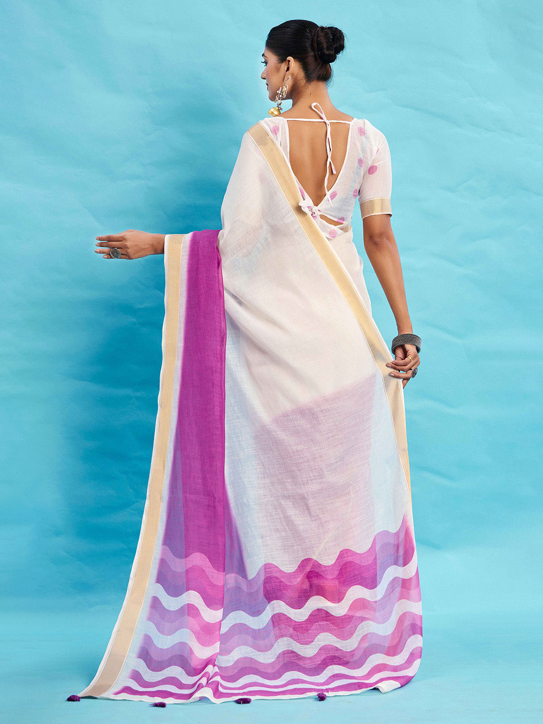 Urban Pallu Ombre Dyed Silk Blend Fusion Saree
