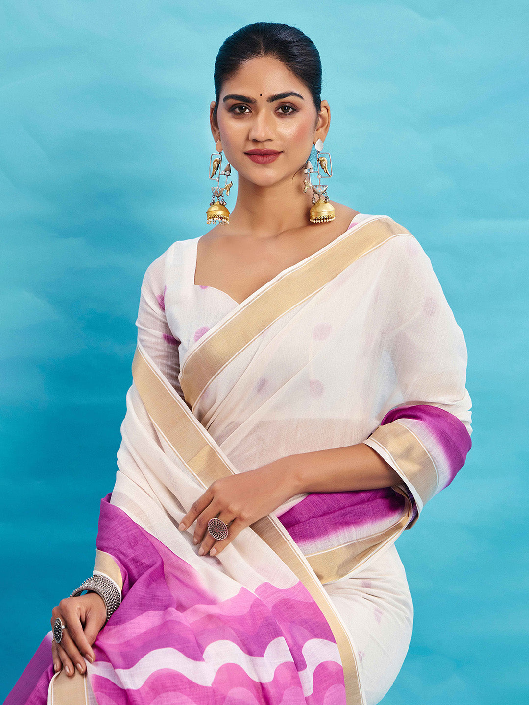Urban Pallu Ombre Dyed Silk Blend Fusion Saree