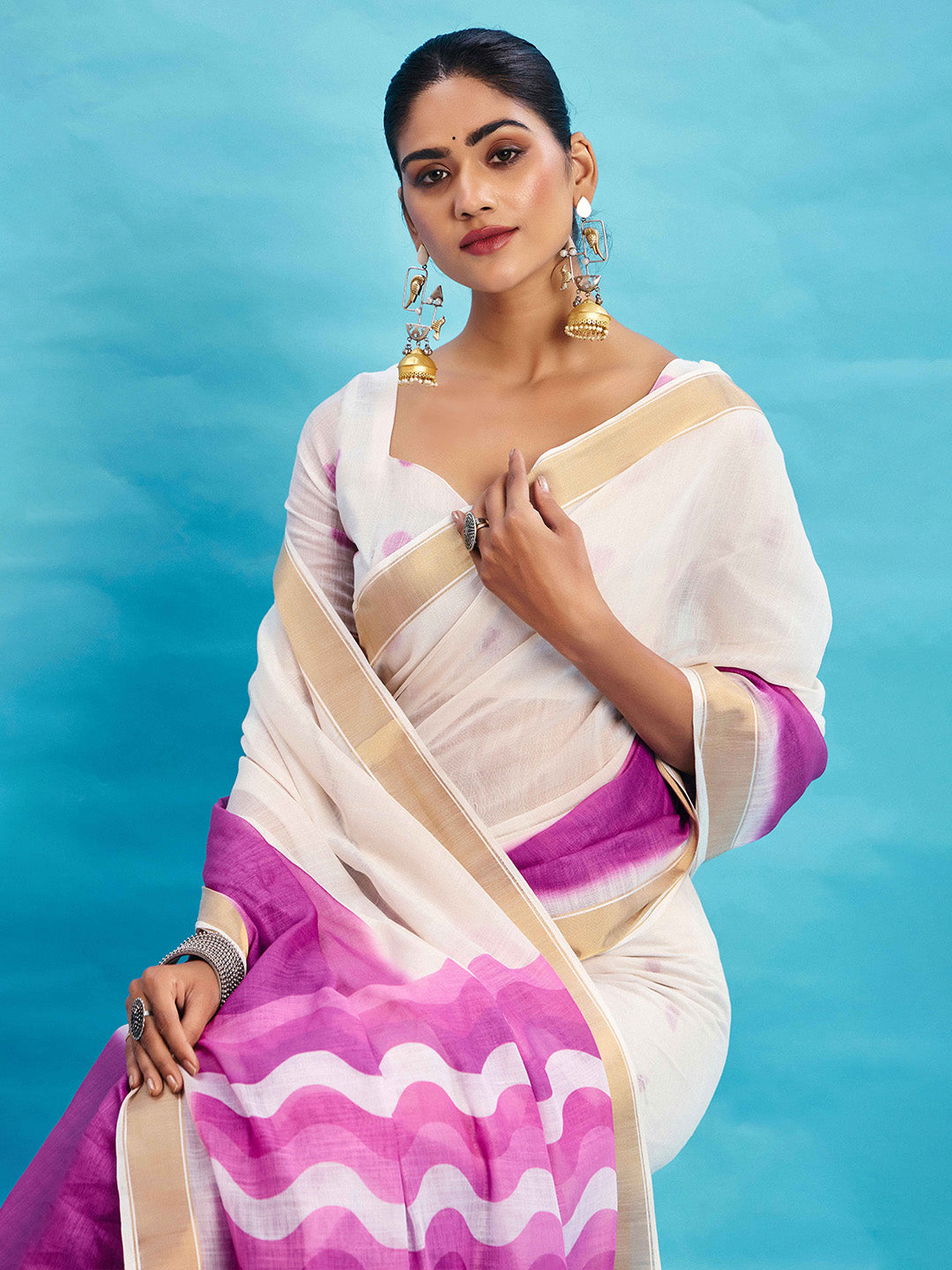 Urban Pallu Ombre Dyed Silk Blend Fusion Saree