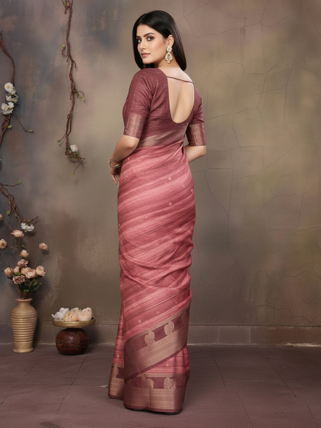 Urban Pallu Floral Sequinned Silk Blend Fusion Saree