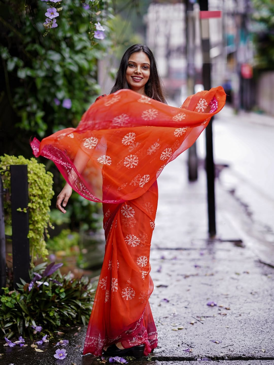 Urban Pallu Printed Poly Georgette Daily Saree