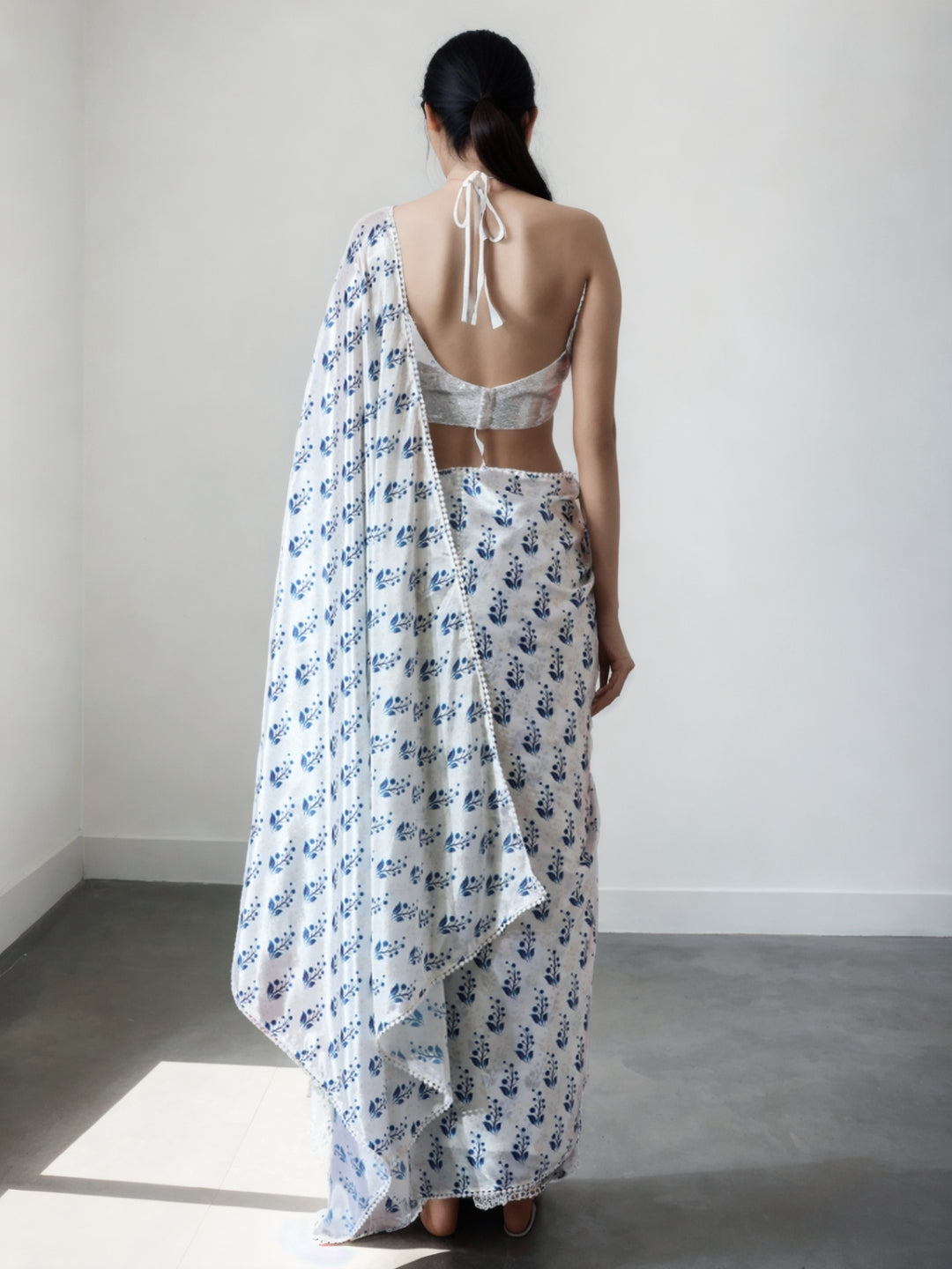 Urban Pallu Woven Design Silk Blend Fusion Saree