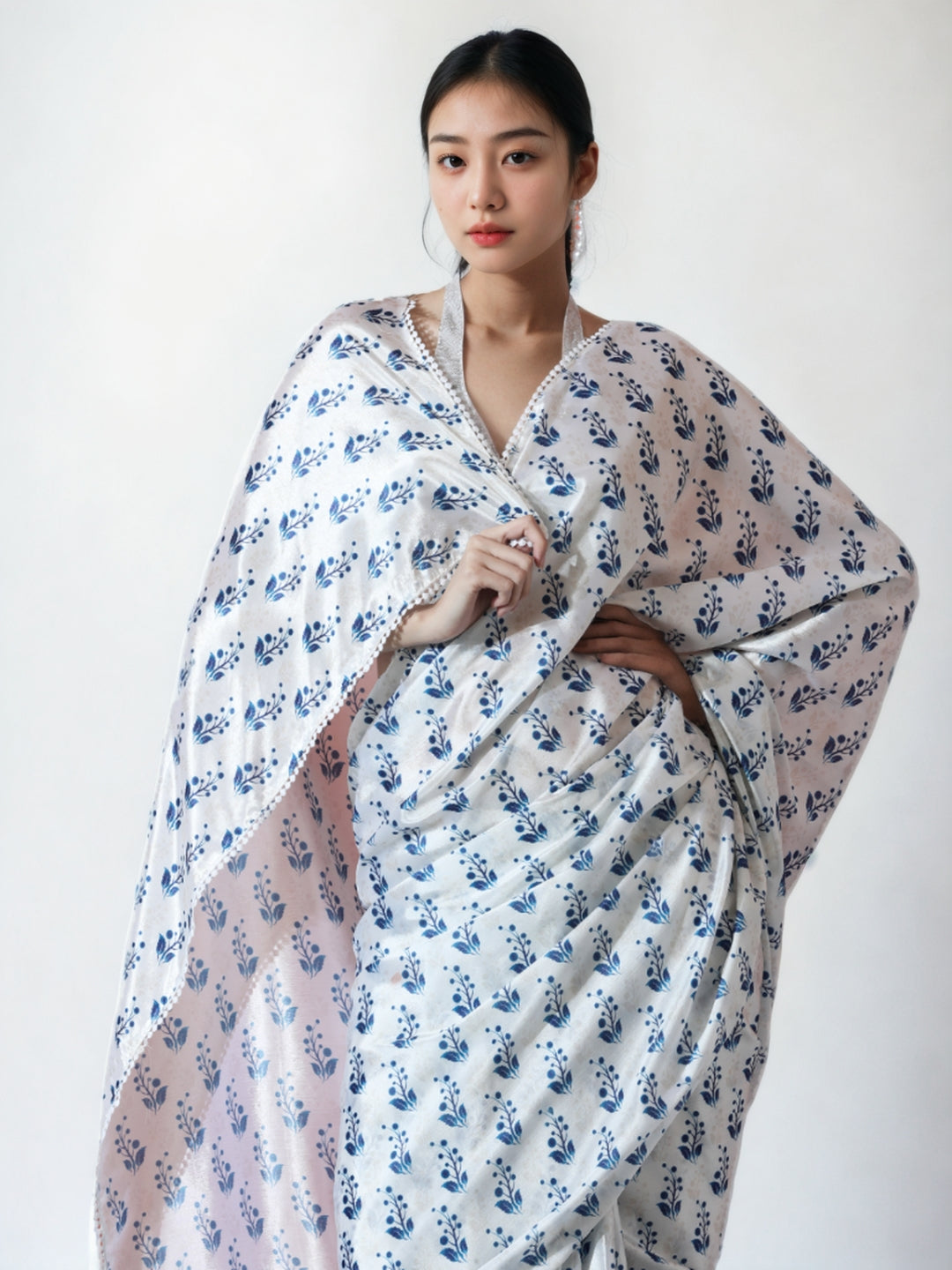 Urban Pallu Woven Design Silk Blend Fusion Saree