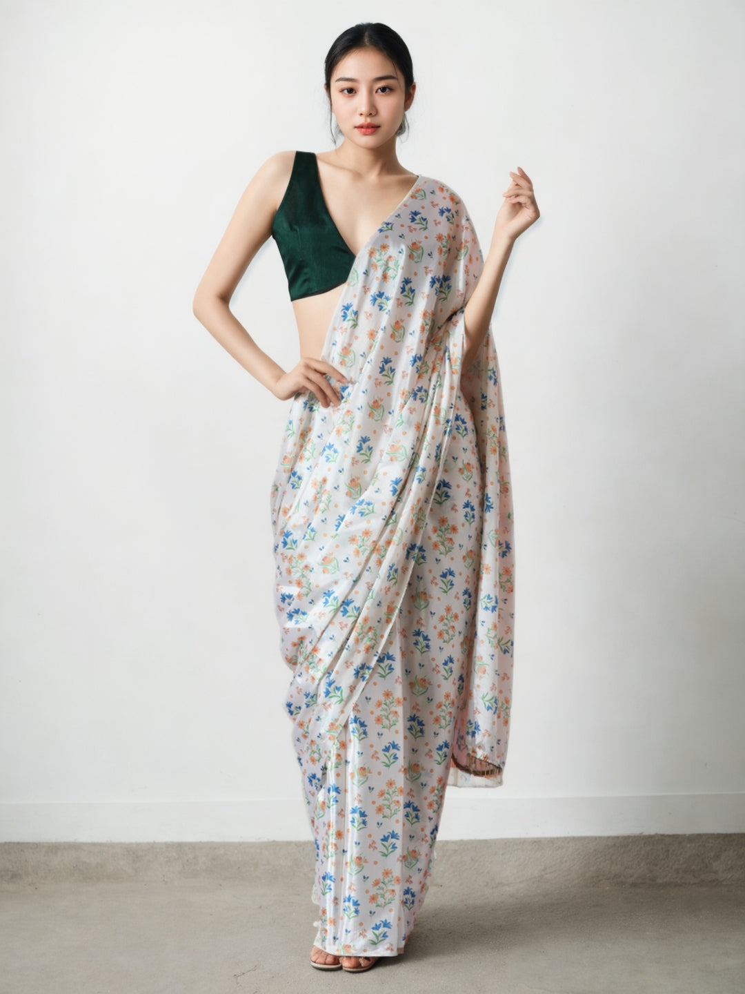 Urban Pallu Woven Design Silk Blend Fusion Saree