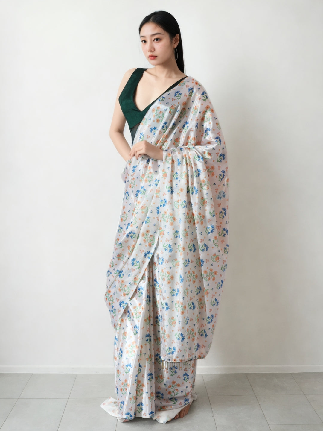 Urban Pallu Woven Design Silk Blend Fusion Saree