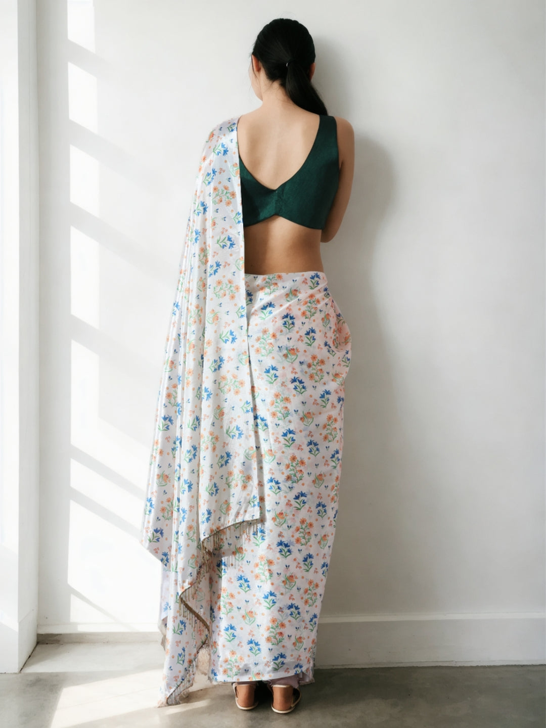 Urban Pallu Woven Design Silk Blend Fusion Saree